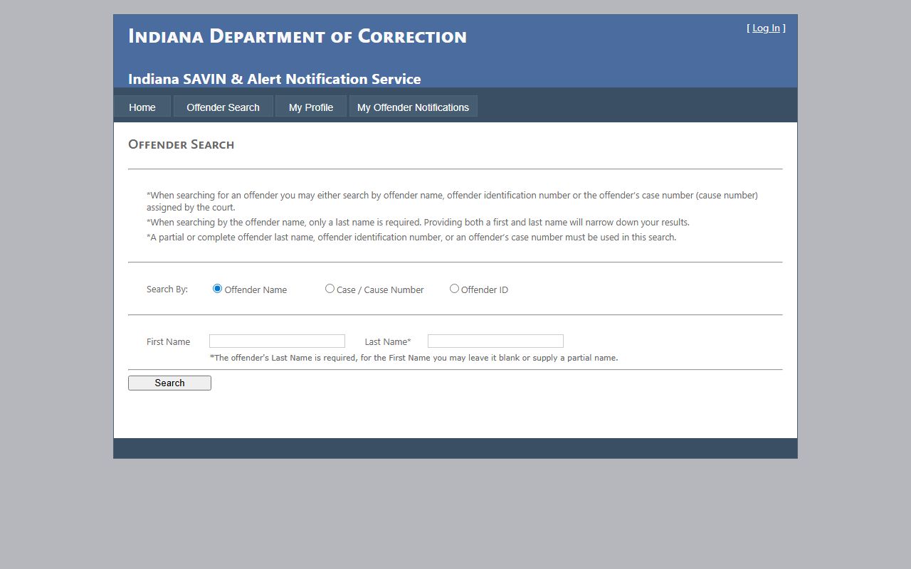 Henry County inmate records SAVIN search fields for offender lookup